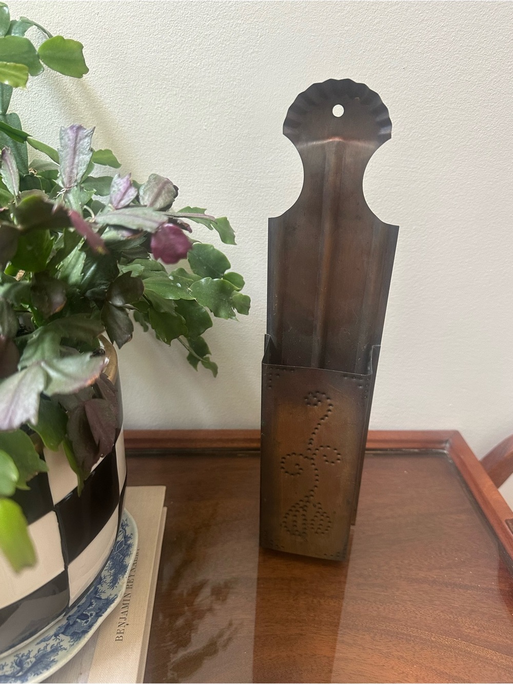 Vintage Pfaltzgraff Solid Copper Fireplace Match Holder